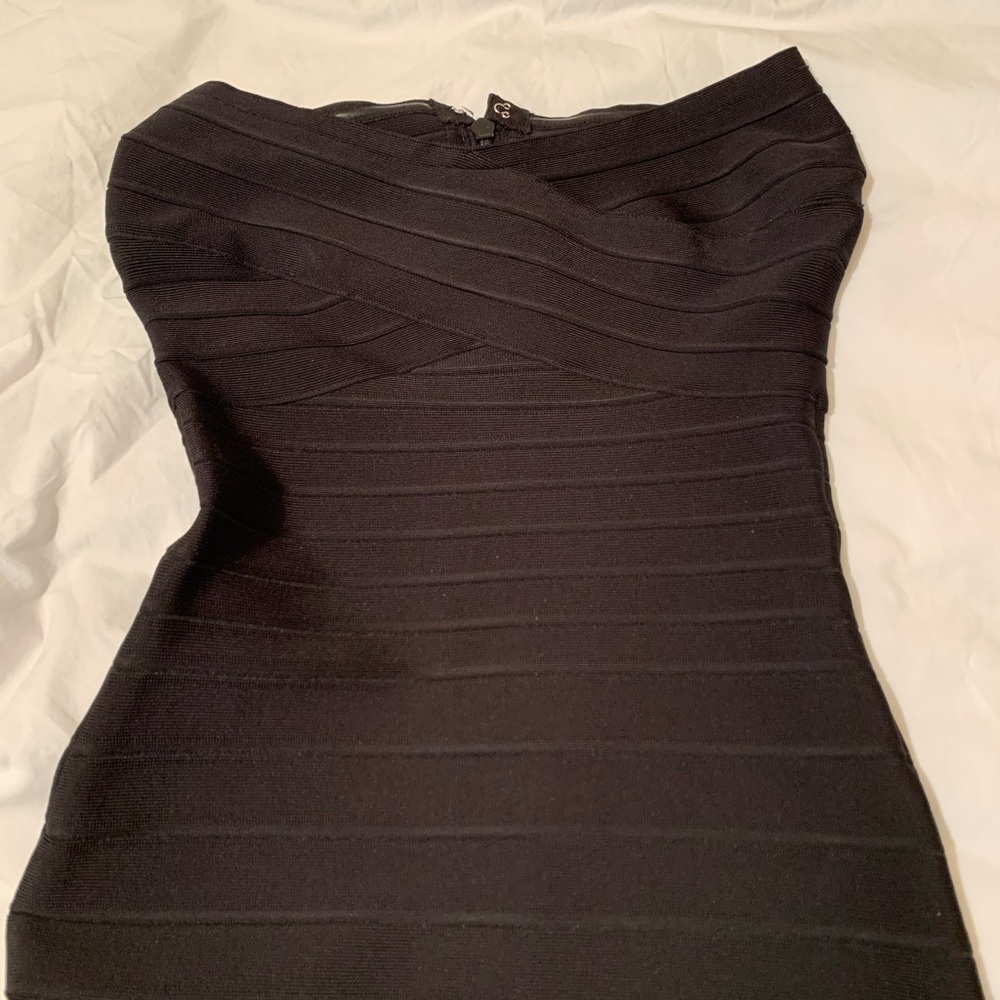 Black strapless bandage dress